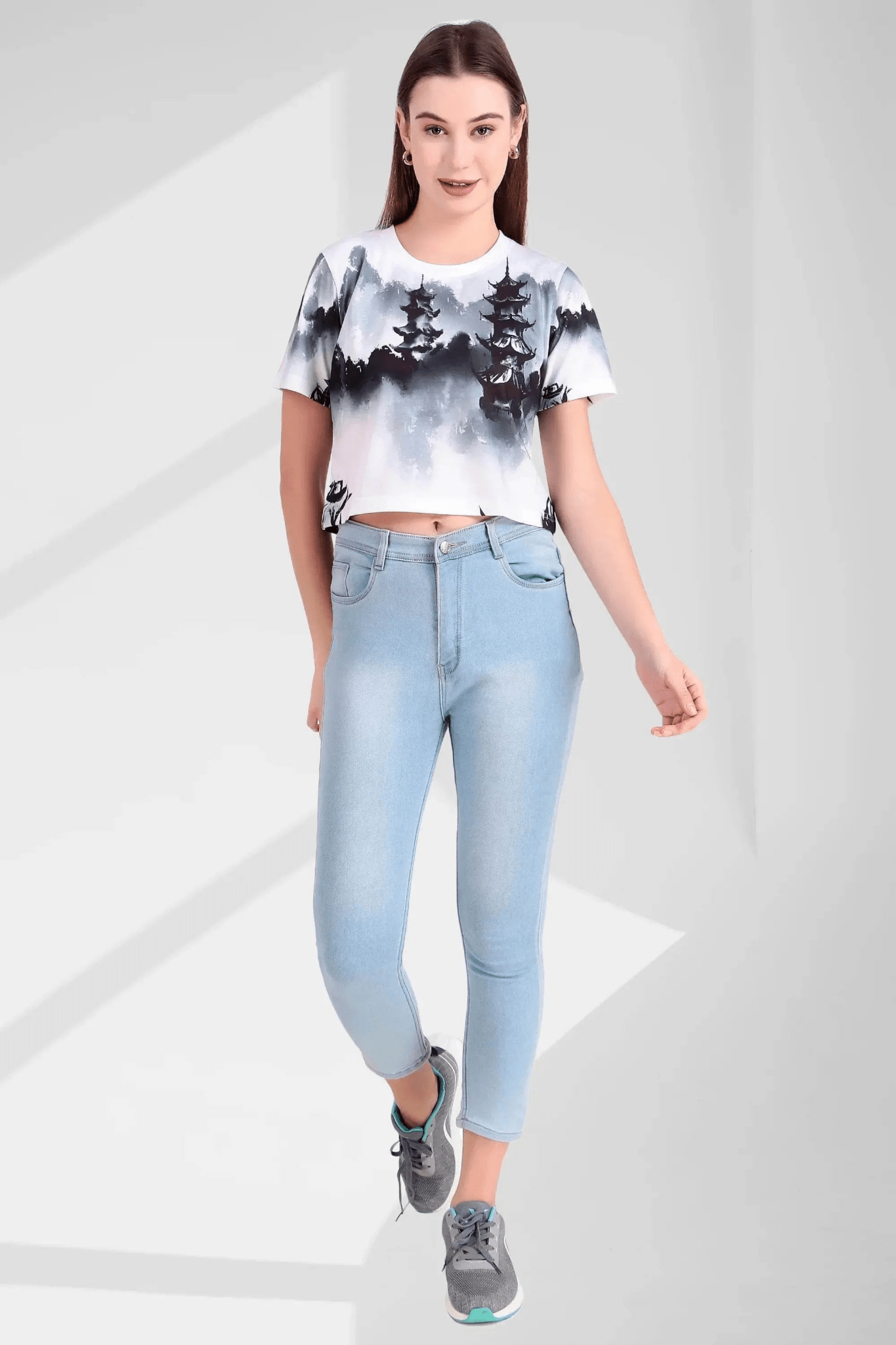 Misty Pagoda Ink - Wash Fusion Crop Top - Print it upCROP TOP