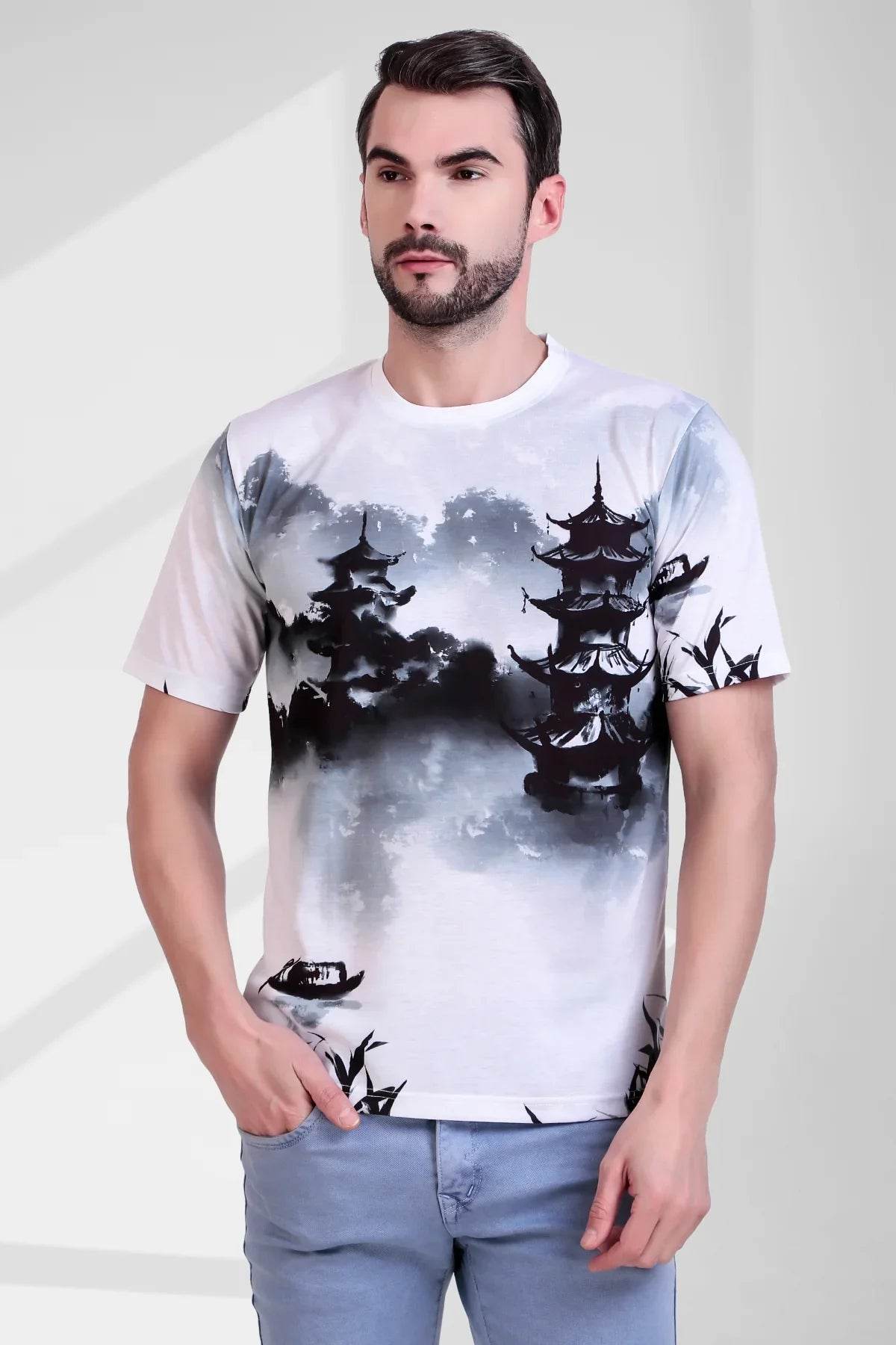 Misty Pagoda Ink - Wash Fusion Tee - Print it upregular tshirt