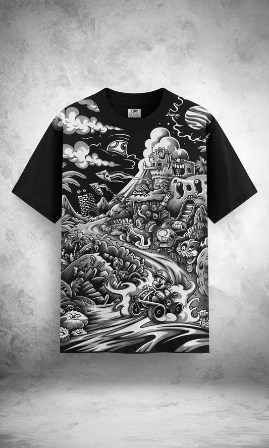 Monochrome Mayhem Racer Tee - Print it upOversize