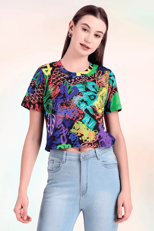 Neon Graffiti Fusion Crop Top - Print it upCROP TOP