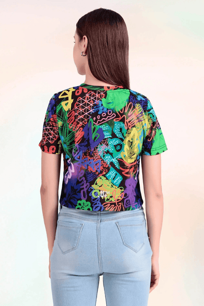 Neon Graffiti Fusion Crop Top - Print it upCROP TOP