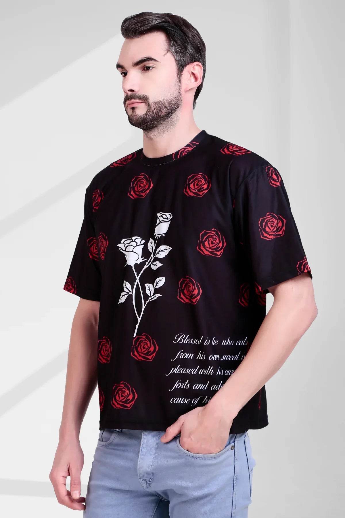 Noir Rose Oversized Tee - Print it upprinted oversized