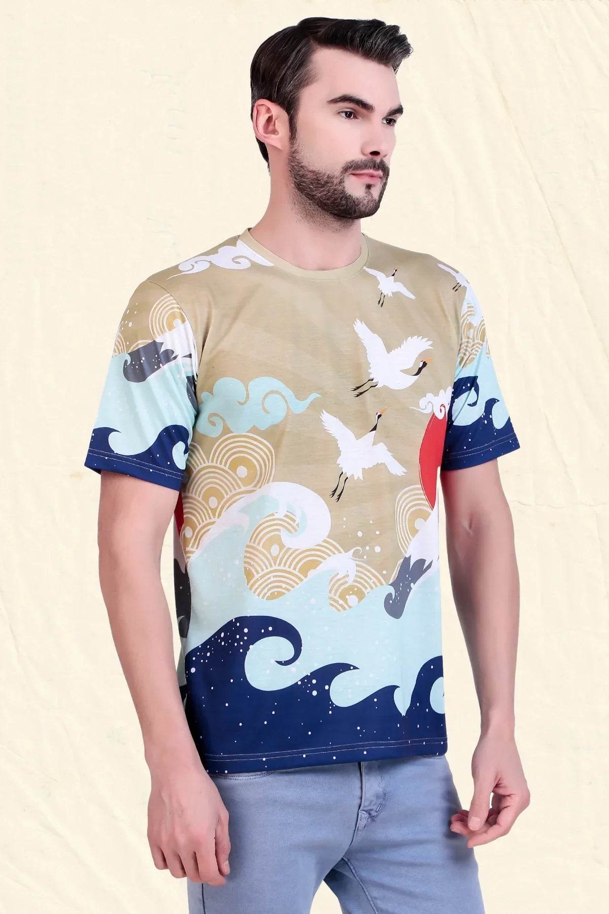 Rise of the Crane – Japanese Sunrise Tee - Print it upregular tshirt