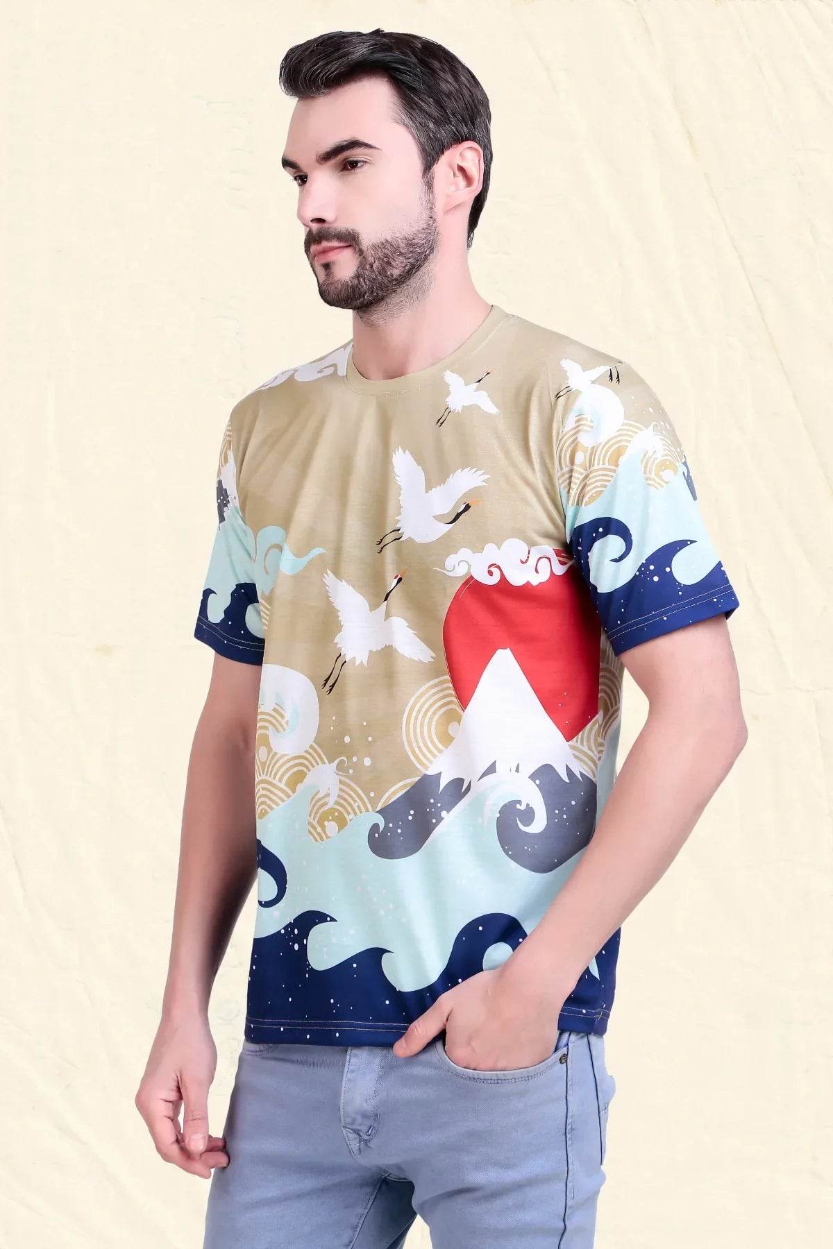 Rise of the Crane – Japanese Sunrise Tee - Print it upregular tshirt
