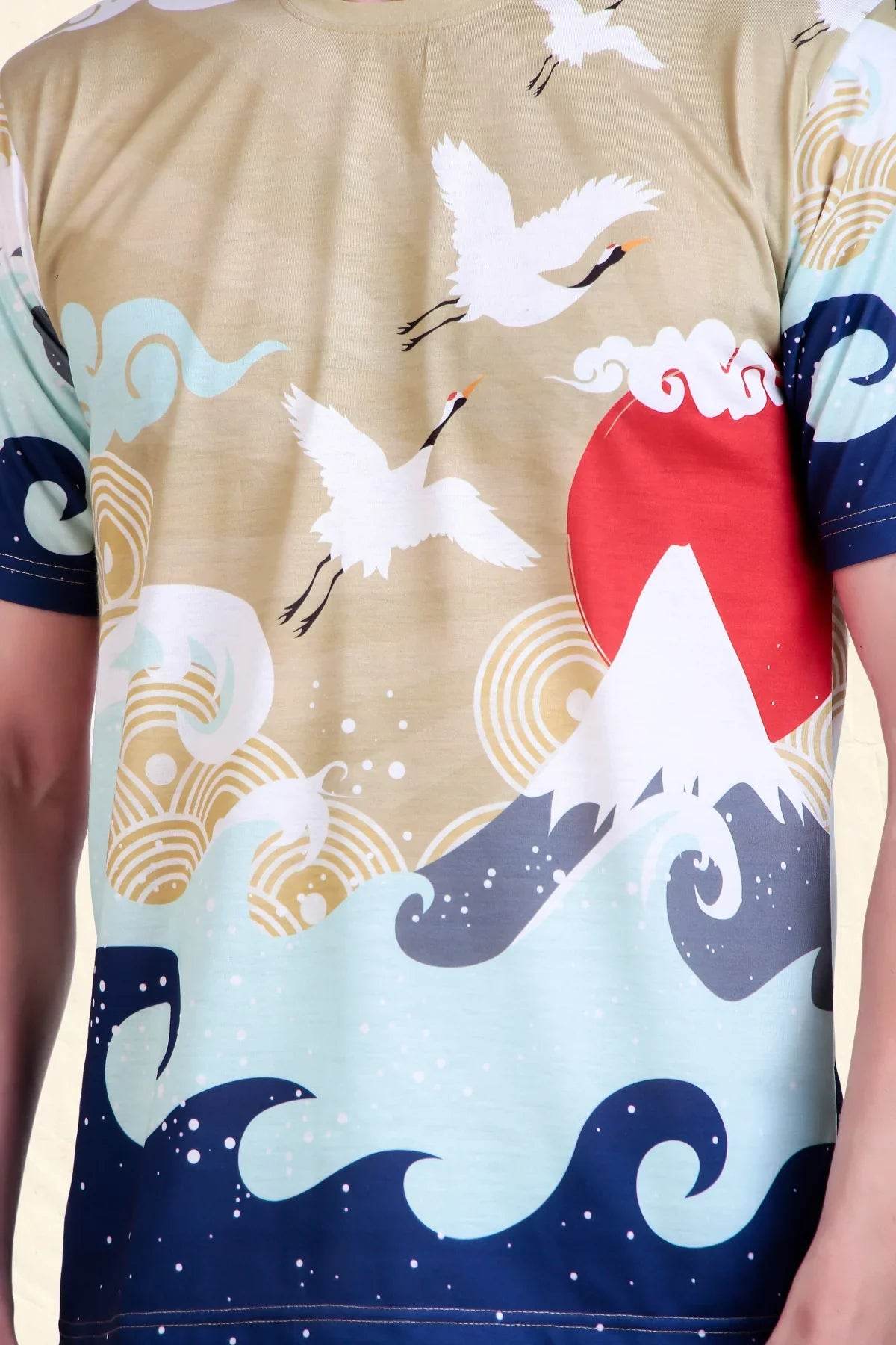 Rise of the Crane – Japanese Sunrise Tee - Print it upregular tshirt