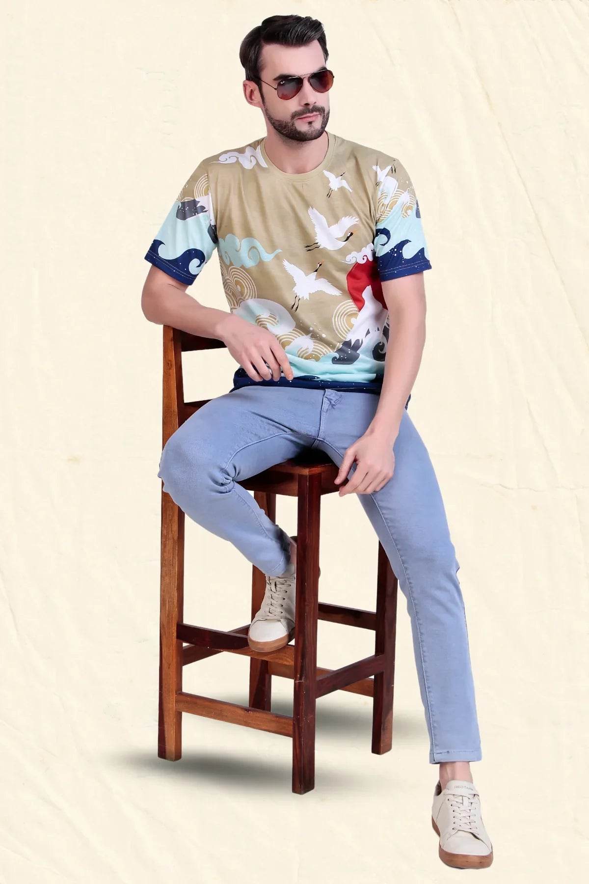 Rise of the Crane – Japanese Sunrise Tee - Print it upregular tshirt