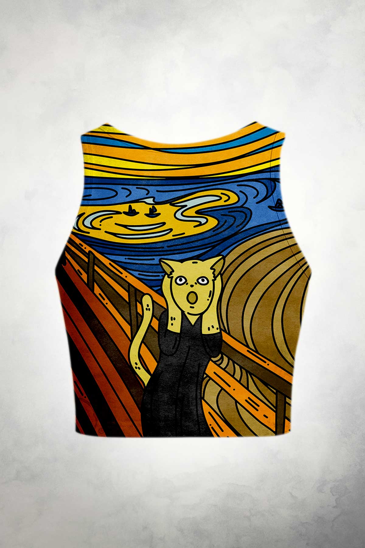 Screaming Cat Art Pop Crop Tank