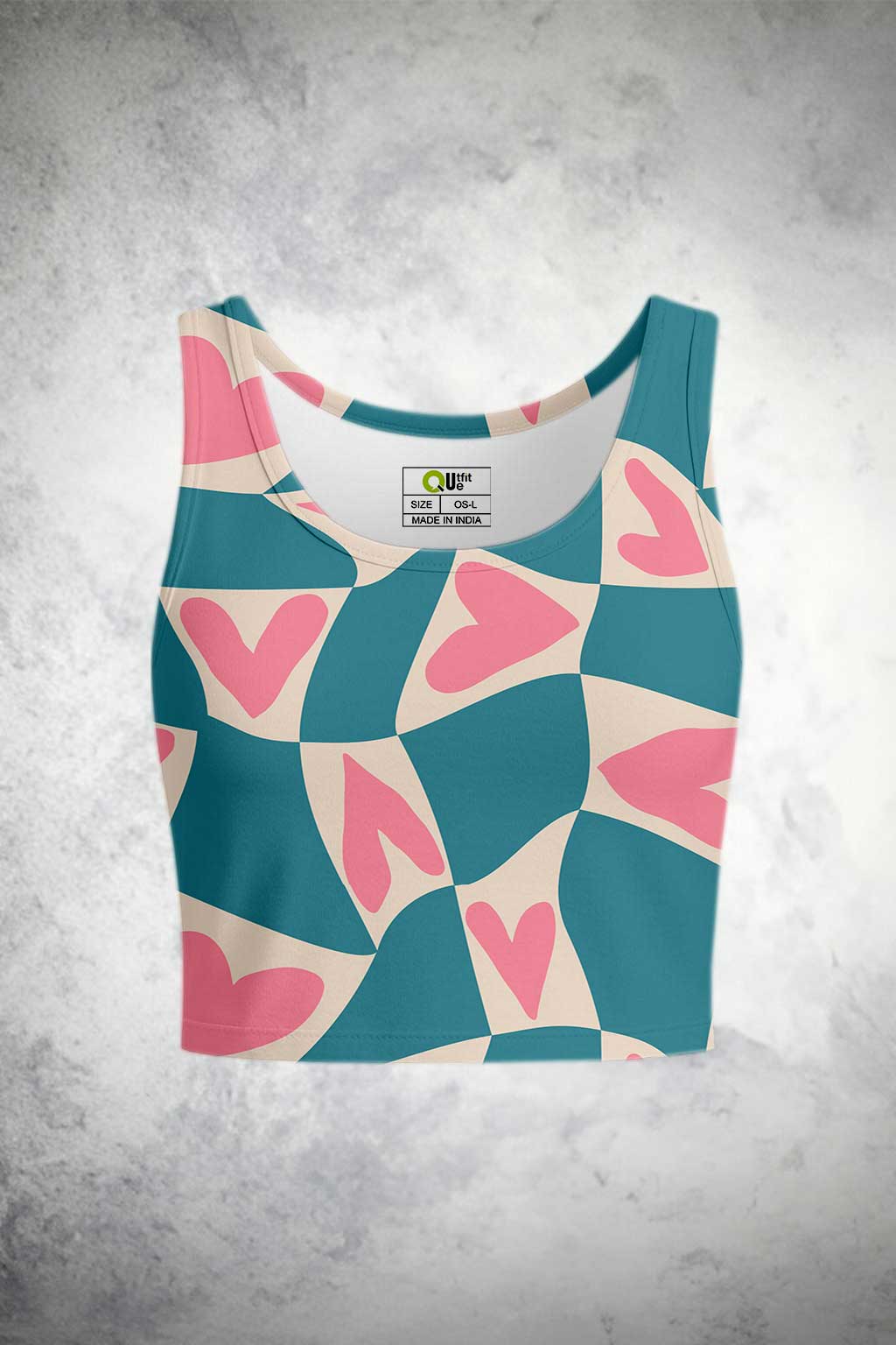 Heart Wave Pink & Teal Crop Tank