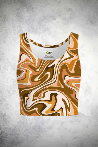 Retro Swirl Mocha Crop Tank