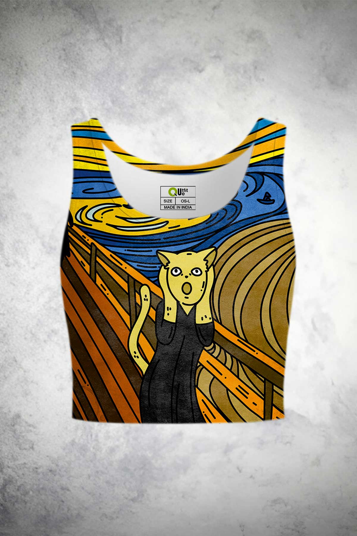 Screaming Cat Art Pop Crop Tank