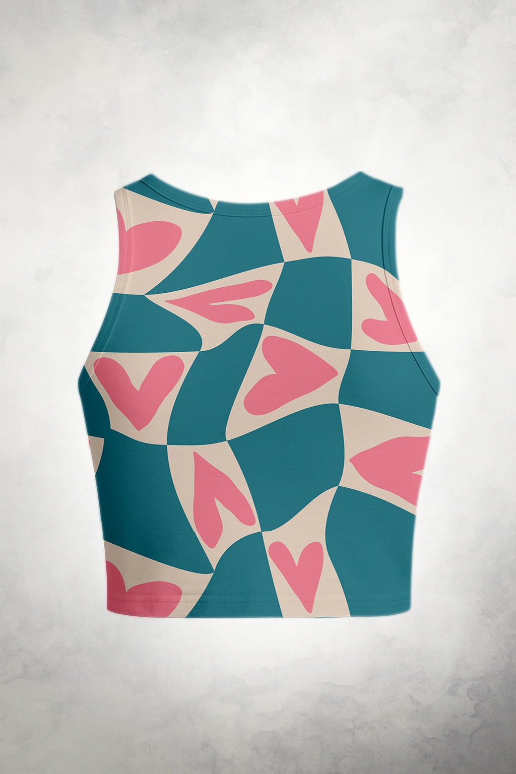 Heart Wave Pink & Teal Crop Tank